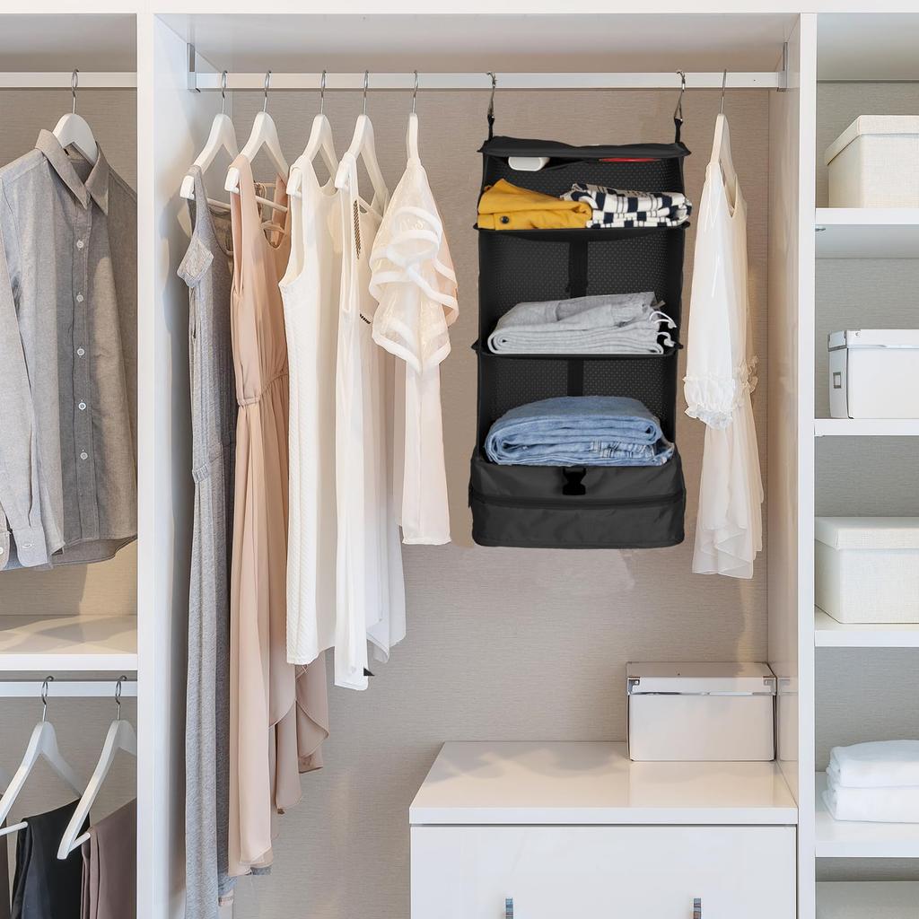 YRCBEHFU Подвесной шкаф для хранения вещей, 4 яруса, дорожная внутренняя сумка, большая вместимость, вешалка для одежды, для путешествий, простая установка, экономия места, складная [водонепроницаемая]