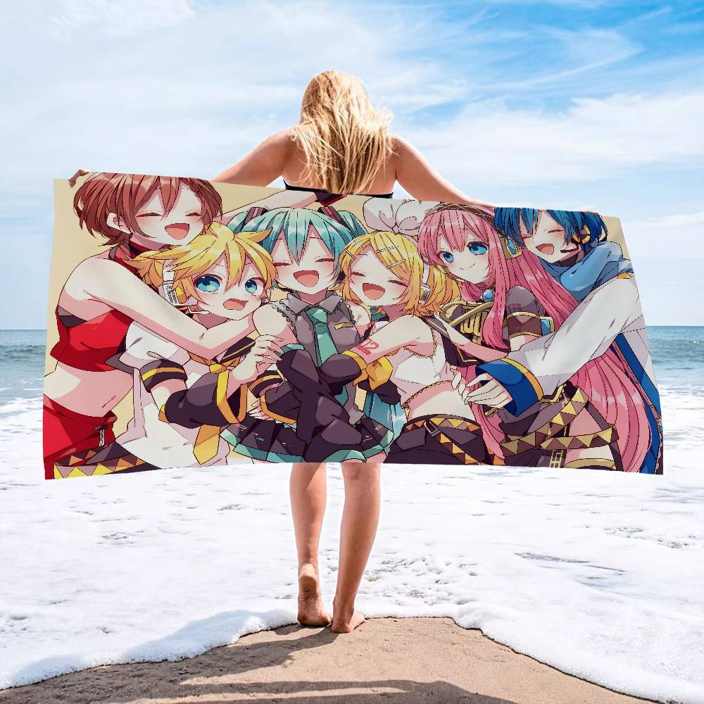 K-Kagamine-Len Микрофибра Печатное Пляжное Полотенце Альпинизм Йога Пляж Плавание Бег Впитывающее Мягкое Полотенце