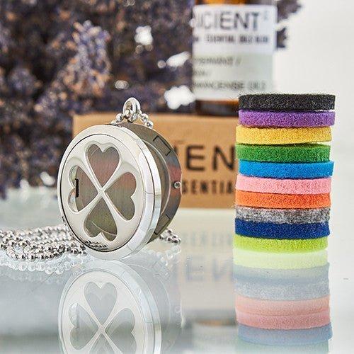 Essential Oil Diffuser Necklace, Four Leaf Clover 30mm