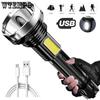 ABS Torch Outdoor Home Portable Searchlight Usb Rechargeable Cob Side Light High Power Strong Light Torch