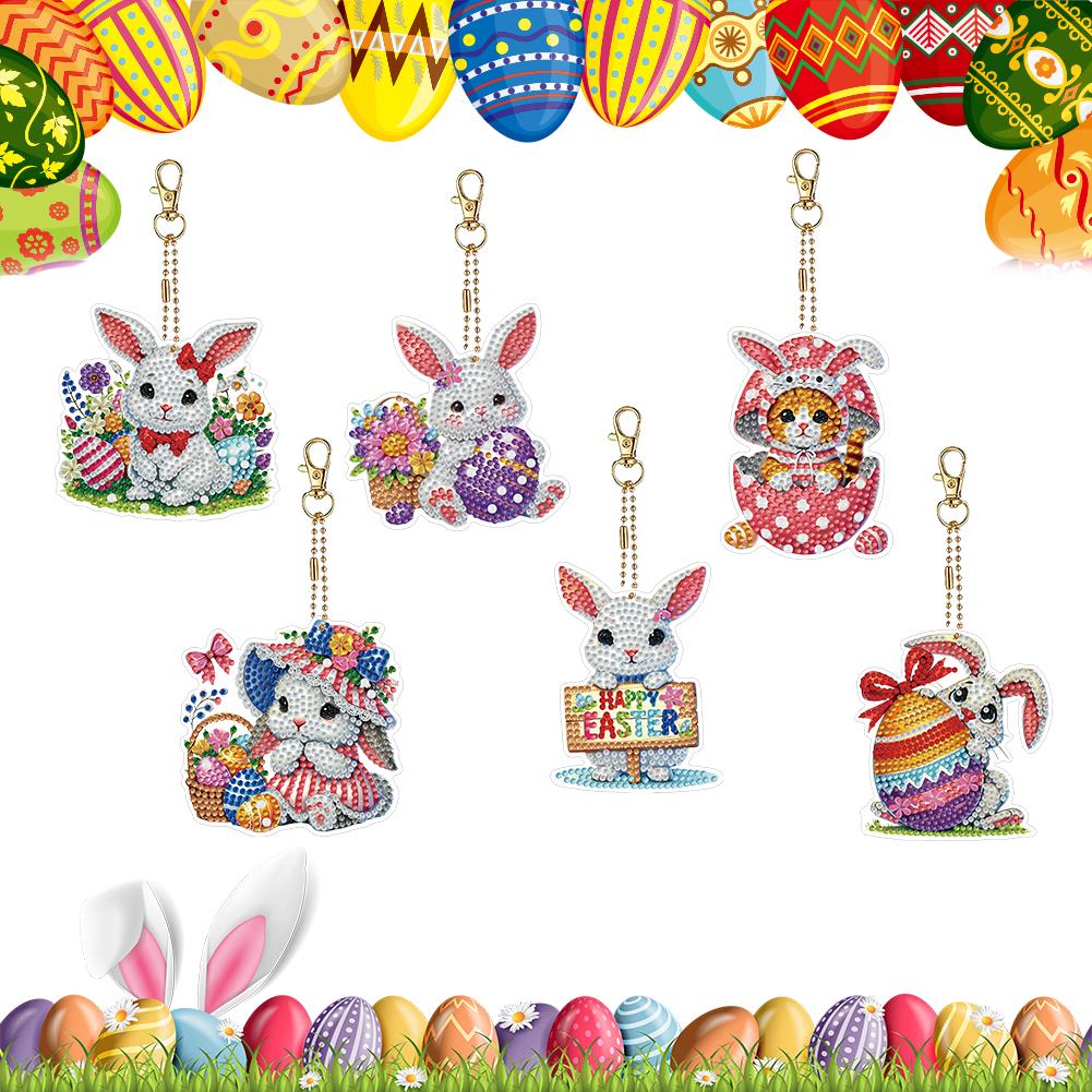 6 шт. двухсторонний брелок с вышивкой крестиком в виде пасхальных животных, алмазная живопись, художественный брелок, подвеска, сделай сам, ремесла, декор