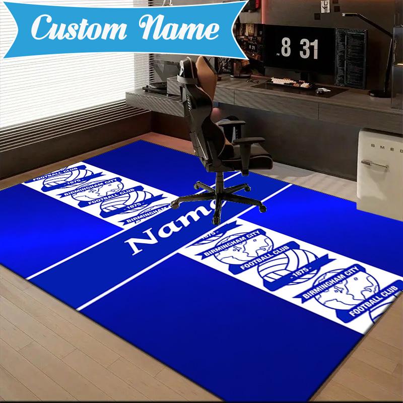 Custom Name Birmingham Football Neon Rug Game Carpet, Floor Mat for Bedroom Living Room Entryway Rug, Home Decor Idea Gift for Christmas birthday