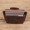 Crazy Horse Leather Anti-Theft Card Holder with Automatic Aluminum Alloy Slot and Zippered Coin Purse