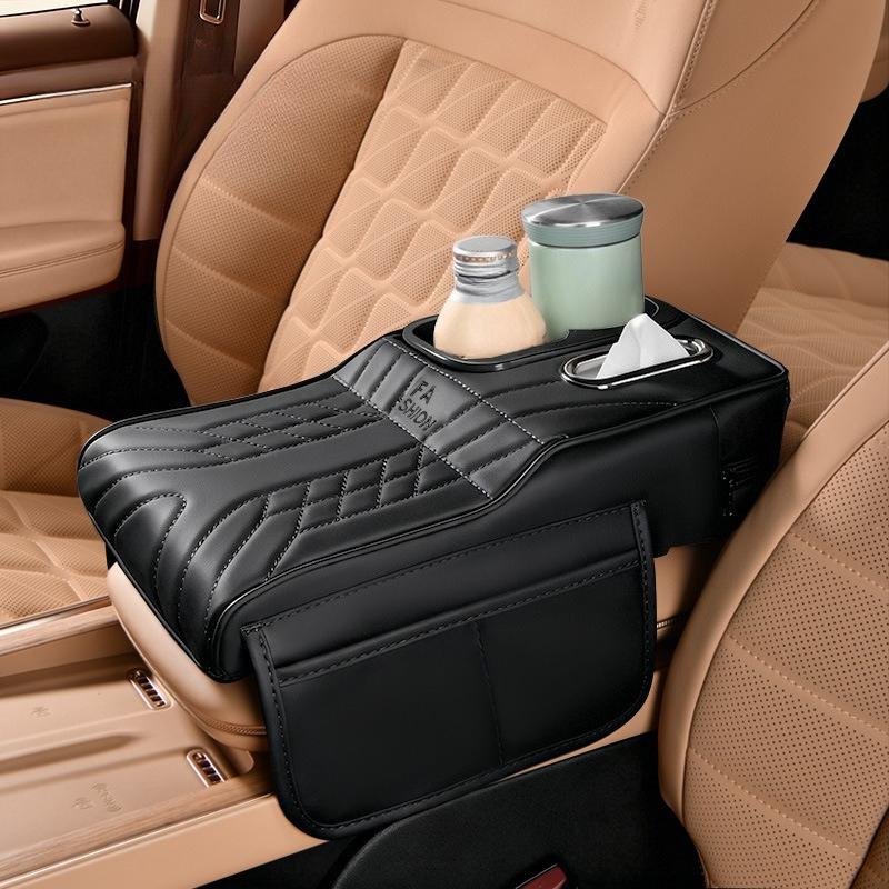 Car Center Console Armrest Box Pad Elevator Pad Car Interior Decoration Storage Box with Tissue Box Water Cup Elbow Rest Pad
