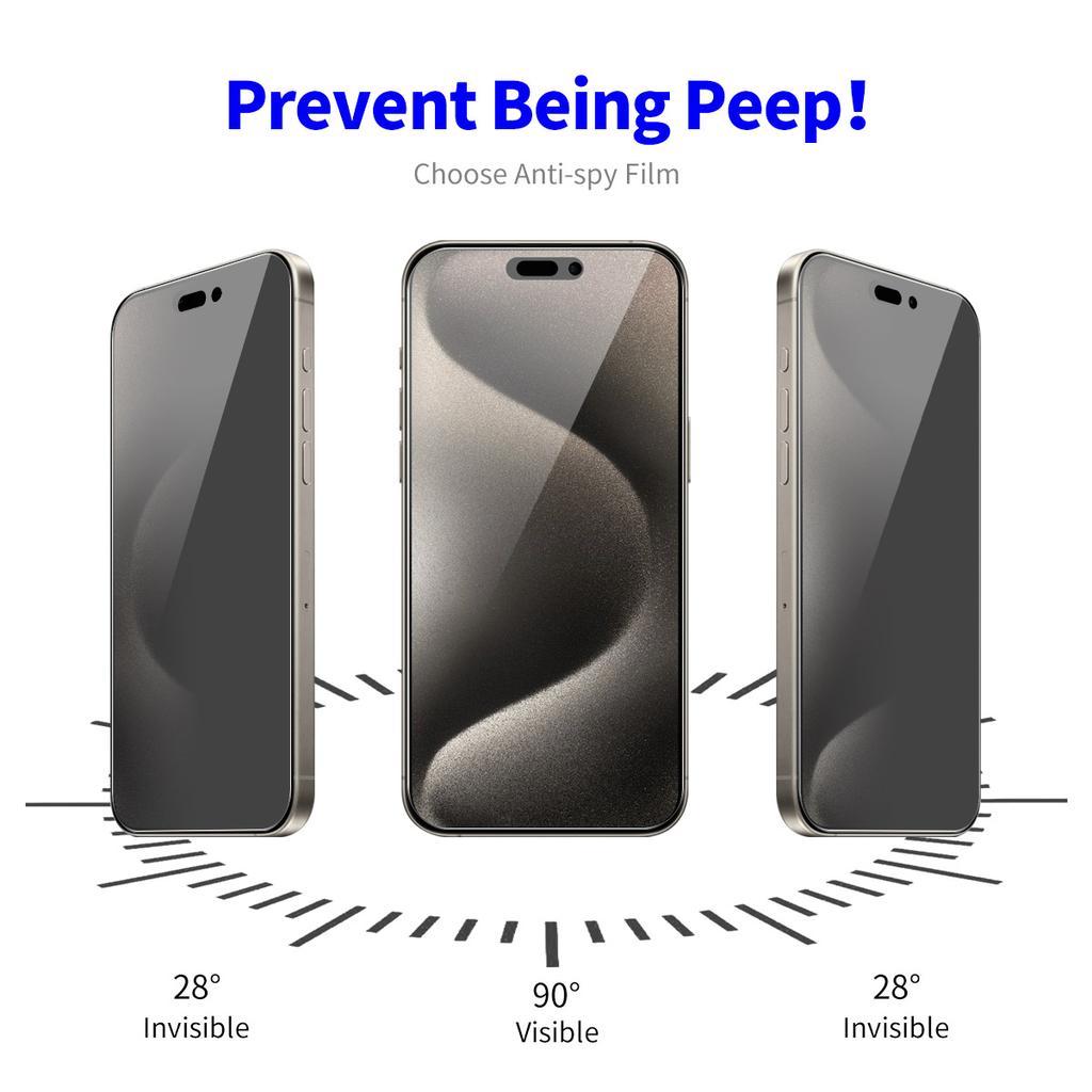 ENKAY HAT PRINCE For iPhone 16 Pro Max Tempered Glass Film Anti-Spy Privacy Protection Screen Protector
