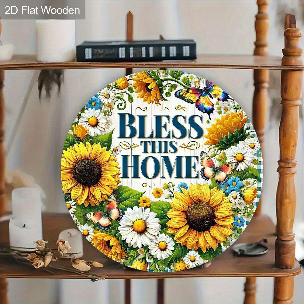 2D Flat Hanging Decorative Signs,interior Wall or Door Decoration,garden Decoration,the Pattern Is Sunflower,a Housewarming Gift for Friends