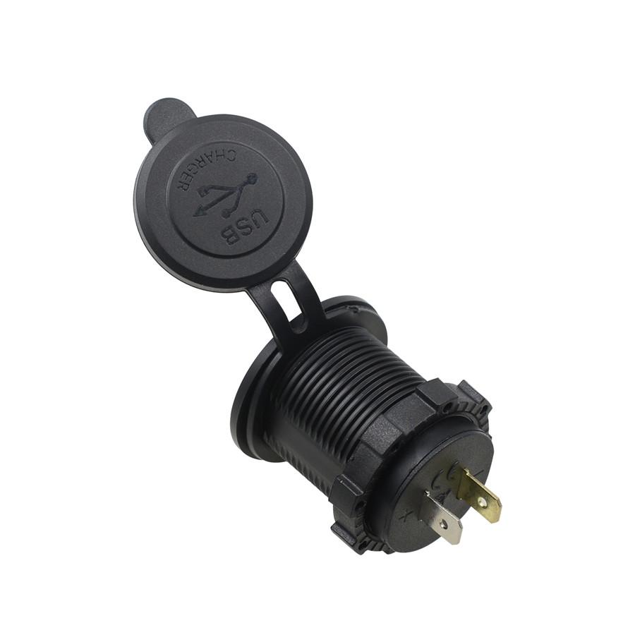 12V-24V Car Cigarette Lighter Socket Dual QC3.0 Charge USB Car Charger with Wire and Terminal for Car Motorcycle Boat Modified