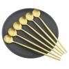 6Pcs Gold Long Handle Spoon Set Matte Stainless Steel Cutlery Set Polished Stirring Drink Ice Cream Dessert Tea Spoon Dinnerware