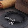 Ручная работа Viking Axe Браслет-шарм Кожаный обертыш Норвежские Мужские Аксессуары Волк Ворон Амулет Славянский Коловрат