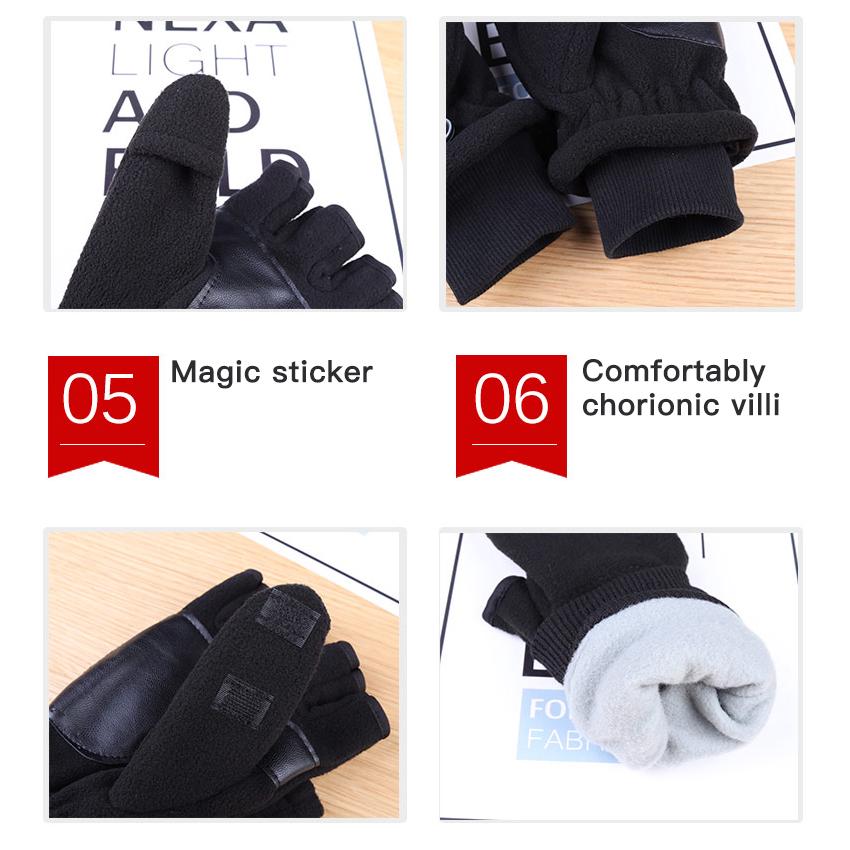 Double Layer Warm Thickened Non-slip Touch Screen Half Finger Cycling Ski Snowboard Fishing Gloves