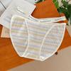 Женское нижнее белье с вырезом на талии, женские трусы, тонкие антибактериальные трусики в полоску в стиле пэчворк
