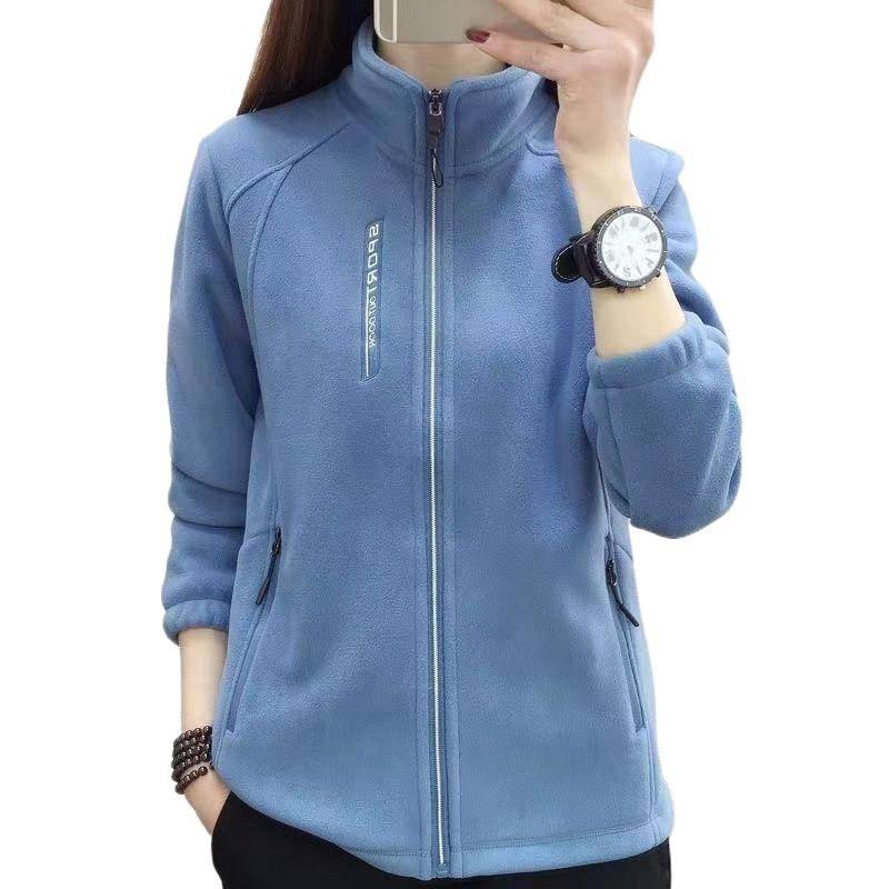Jacket Fleece Women's Casual Fleece Stand-up Collar Thickened Cardigan Sports Outdoor Warm Sweater