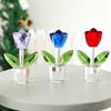 Captivating Crystal Tulips Sculpture Glass Miniature Flower Decorative Figurine Ornament for Valentines Day Gift Giving