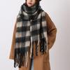 Plush Winter Cashmere Scarves Mohair Long Shawl Simple Plaid Wool Scarf  Girl