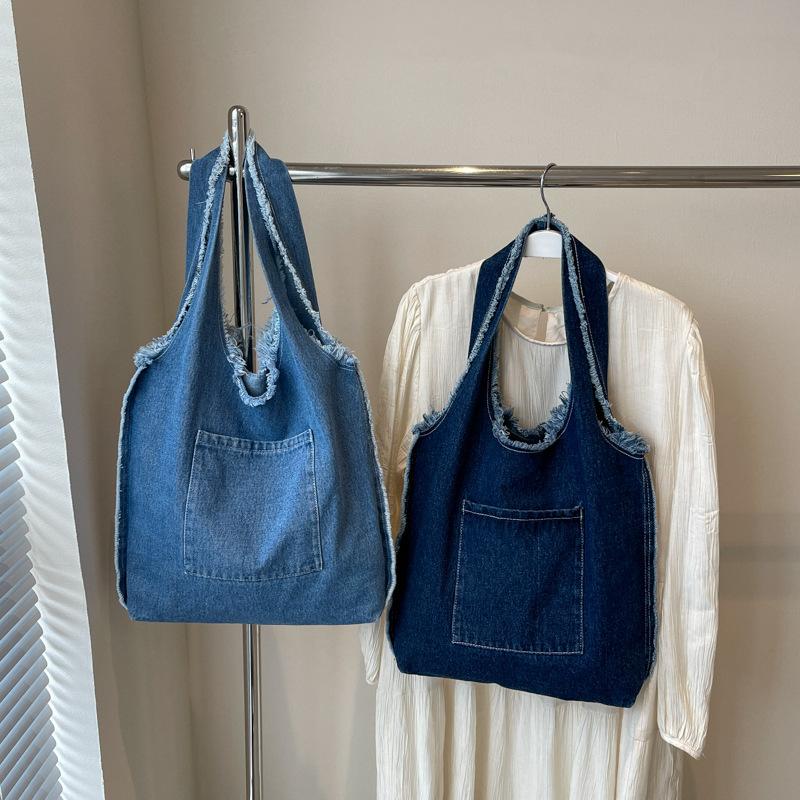 Сумка через плечо из денима, женская, повседневная, студенческая, рюкзак для поездок на работу, большая вместимость, ленивая женская сумка