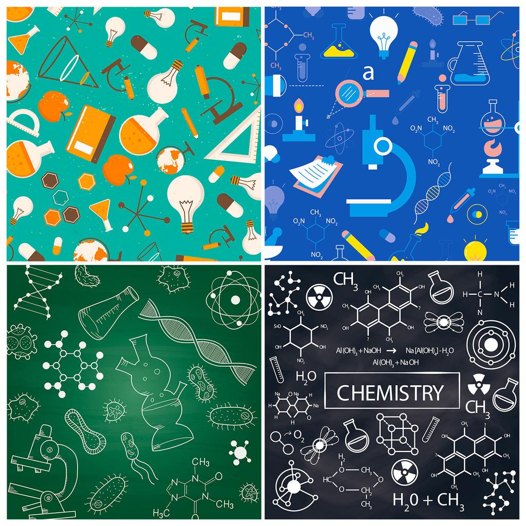 12 Sheets Of Scientific Experiment Material Paper, Handbook Decorative Sticker Diy Background Paper, Patterned Handbook Paper