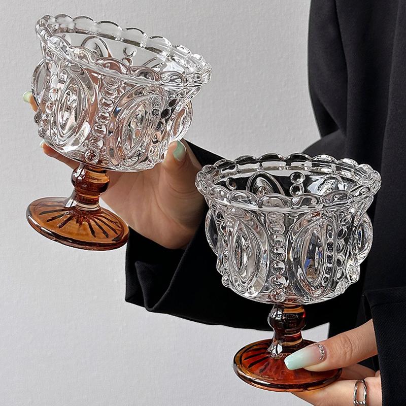 1 шт., модный десертный стакан для мороженого, йогурта, пудинга, мусса, десертная миска, сервировочное блюдо, стеклянная чашка для парфе на высокой ножке, элегантная 11,6x10 см