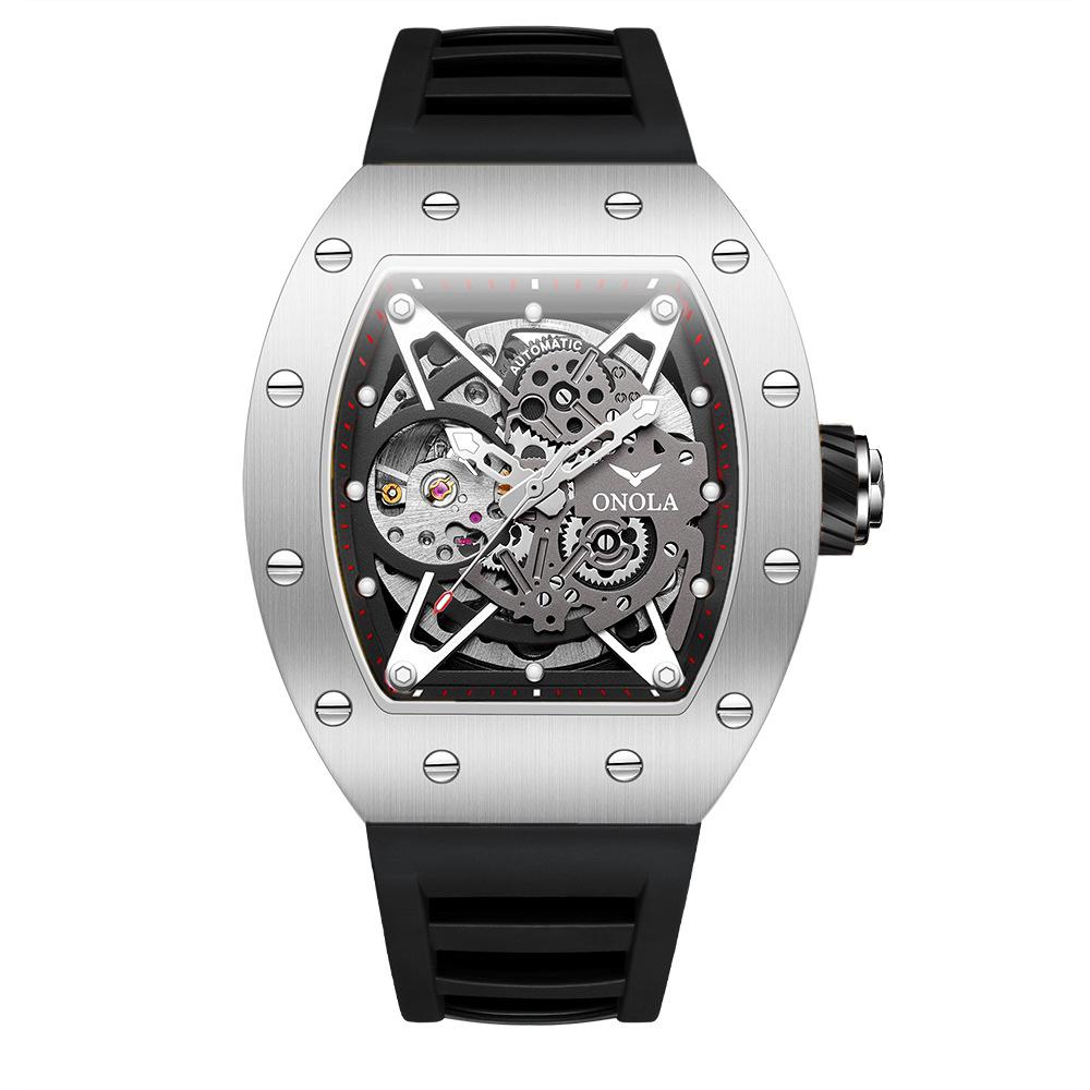 Новые полностью автоматические механические часы для мужчин с силиконовым ремешком, спортивные водонепроницаемые часы для мужчин