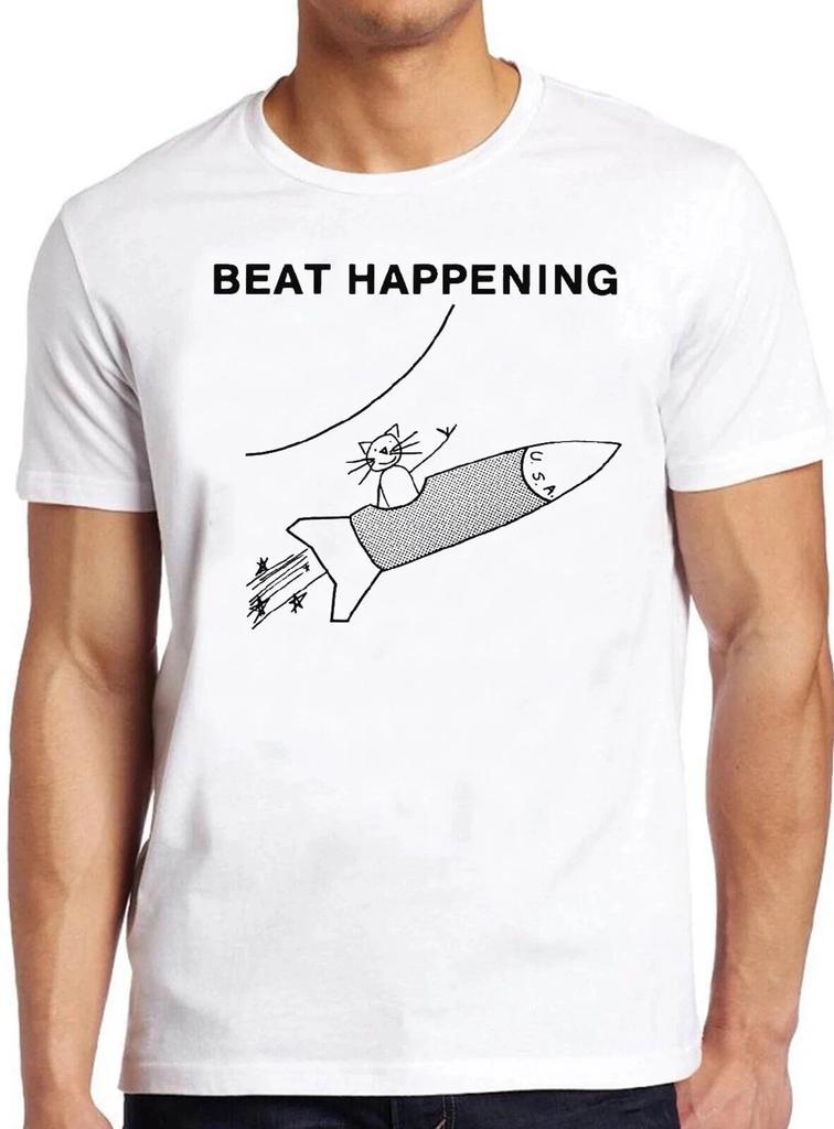 Beat Happening Indie Rock Cat And Rocket Retro Vintage Gift Tee T Shirt 932