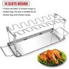 Stainless Steel Collapsible Barbecue Roaster Stand Tray Chicken Wing Leg Rack Grill with BBQ Pan Camping Barbecue Accessories