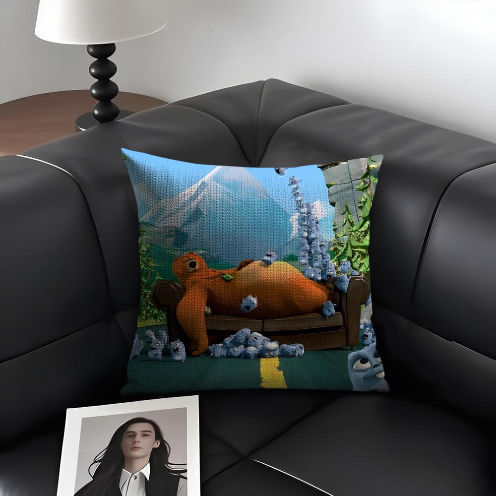Чехол на подушку G-Grizzly и L-Lemming Натуральный лен Органическая ткань Двусторонний принт Диван Домашний декор Подарок Наволочка