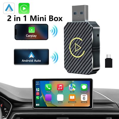 Новый беспроводной адаптер CarPlay Android Auto 2 в 1, беспроводной WiFi BT5.0, умный ключ Plug and Play, беспроводной мини-бокс, быстрое подключение