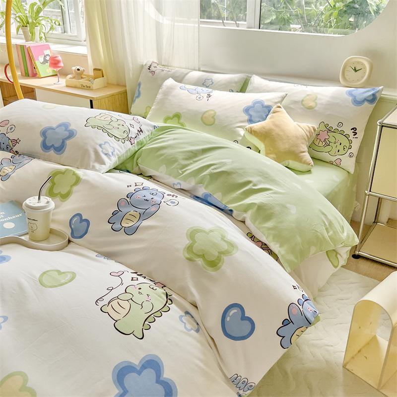 Комплект постельного белья из четырех предметов, пододеяльник из чистого хлопка с цветочным рисунком, простыня для спальни из трех предметов
