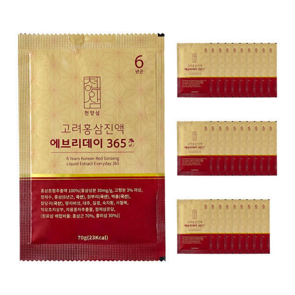 Cheonyangsam 6-летний Корейский Красный Женьшень Экстракт Ежедневный 365 Ежедневный Красный Женьшень Пакетик 30 шт 70 г