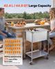 Rolling Ice Chest Cooler Cart Stainless Steel Cooling Bin 42.4 L, Outdoor Stand Up Cooler Trolley with Wheels, Sliding Lid, Shelf, for Patio Backyard