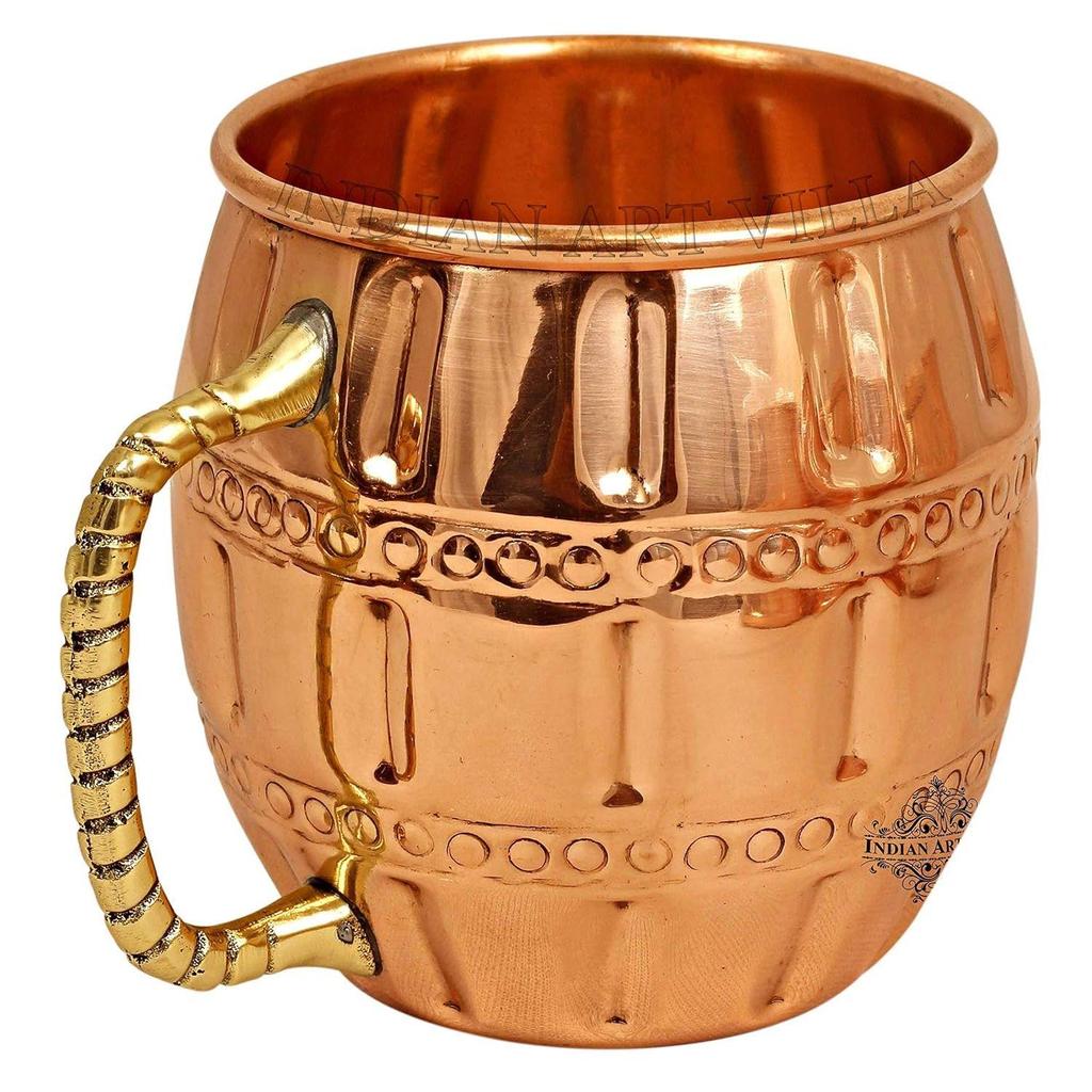 Кружка для пива и коктейля «Московский мул» из чистой меди, круглой формы, дизайн бочки, лучшая для пивных коктейльных вечеринок, барная посуда, объем 600 мл