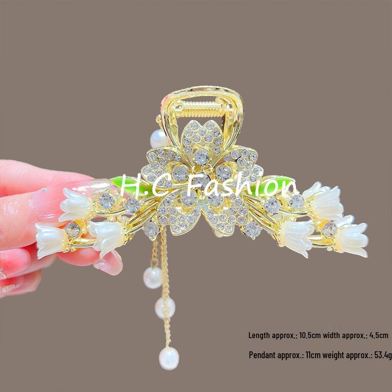 Ландыш Колос Заколка для волос: Женская новая заколка-краб с кисточкой в китайском стиле для элегантных высоких причесок.