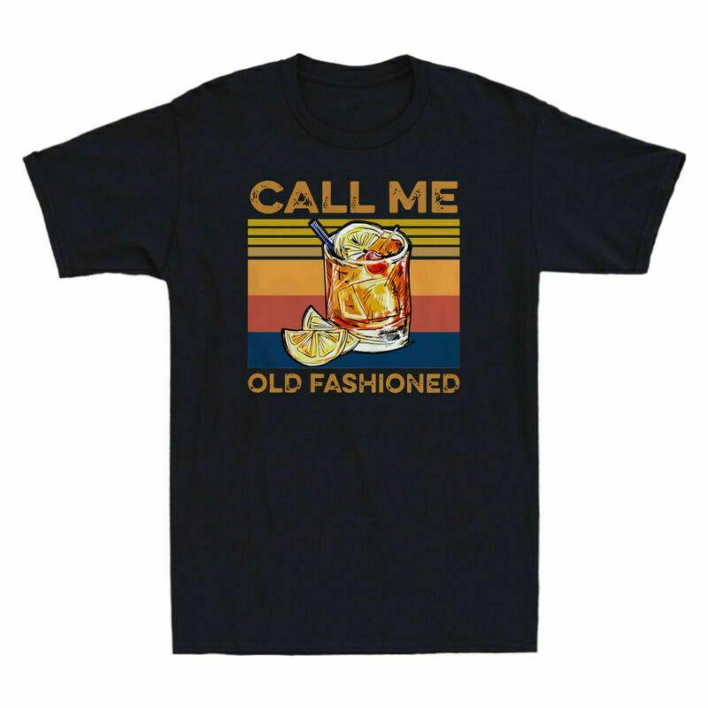 Tee Vintage Men's Martini Fashioned Cotton T-Shirt Old Call Me Cocktail Whiskey Unisex T-Shirt