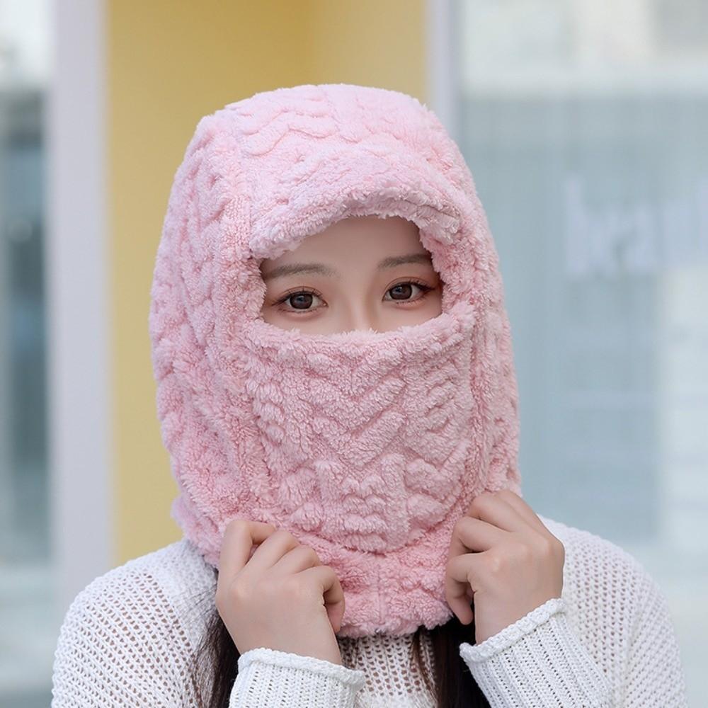 Polyester Warm Wrap Head Hat Solid Color Compact Cap Scarf Ski Windproof Cap  Women