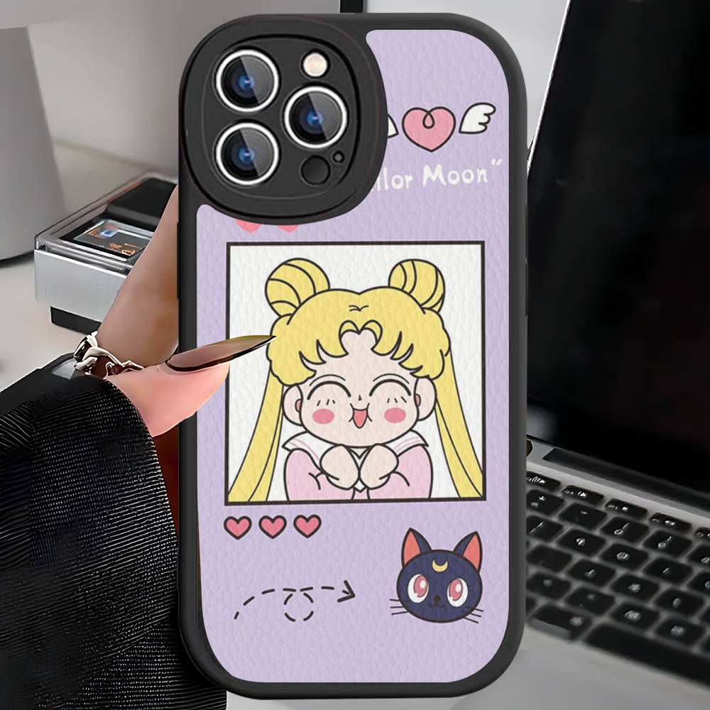 Чехол для телефона S-Sailors Anime Moon для iPhone 16 15 14 13 12 11 Pro Max Plus 16E Мягкий кожаный чехол