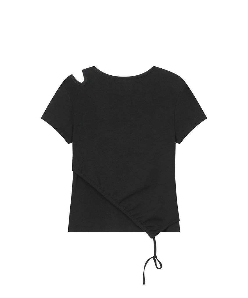 MISEKI SEOUL Cutout Shirring Layered Shortsleeve Black