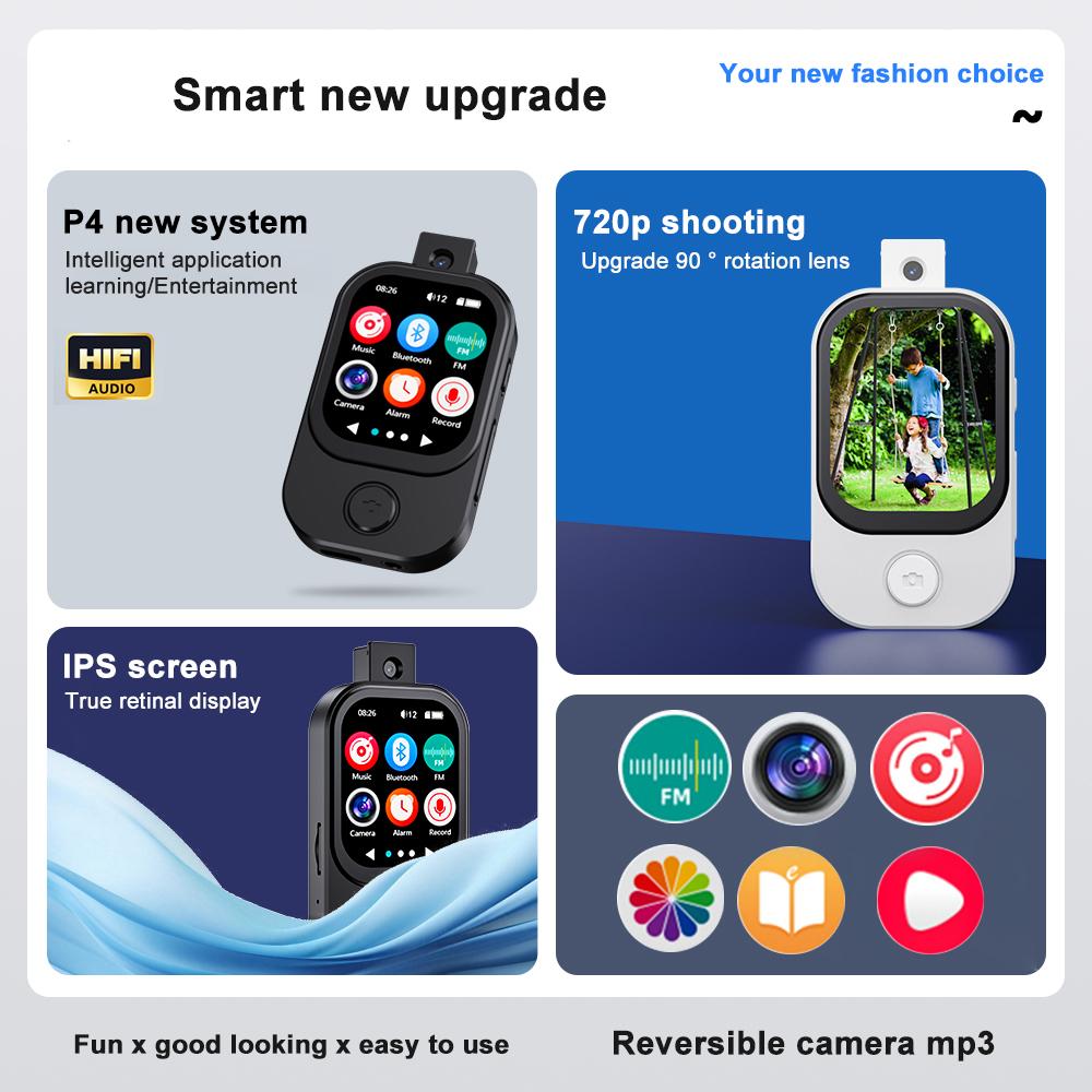 MP3-плеер Bluetooth 5.4 Walkman Hi-Fi звук MP3-плеер Камера Спортивный Walkman с FM-радио Записью Сделать снимок