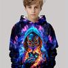 Autumn 3D Skull Printed Hoodies Fashionable Casual Sports Long Sleeved Children's Boy Hooded Sweatshirts
