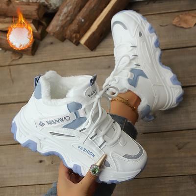 Мода 2025 Зимние Женские Ботинки на Платформе Модная Спортивная Обувь Высокие Плюшевые На Шнуровке Толстая Подошва Нескользящие Универсальные Женские Зимние Ботинки