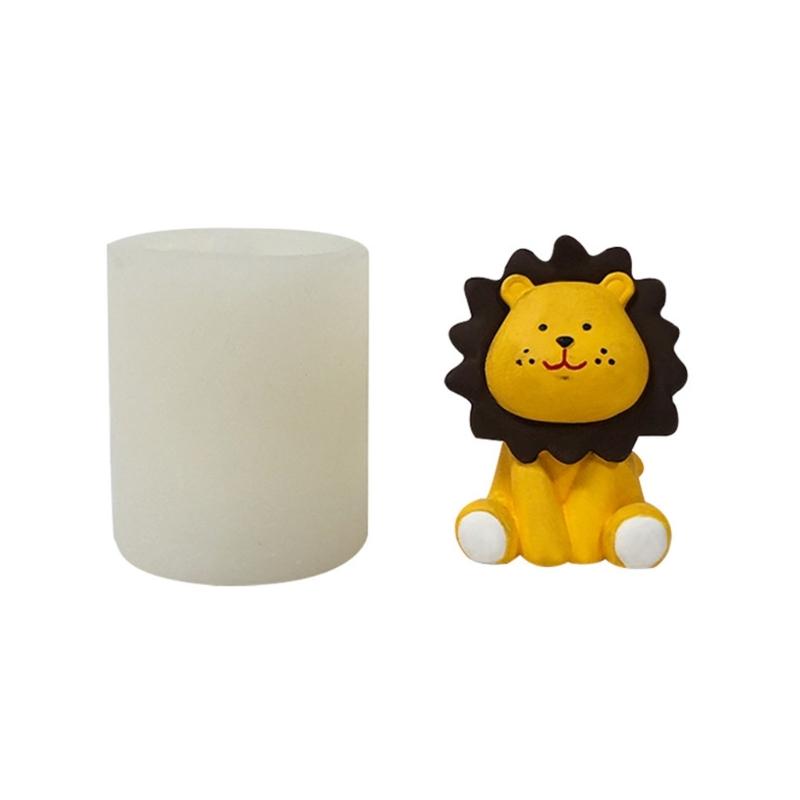 Non-stick Cute Lion Rabbit Bear Resin Mold Animal Scented Candle Silicone Mold DIY Soap Plasters Crafts Ornaments Tool
