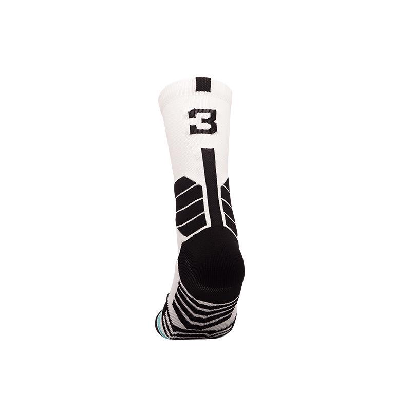 Men's Black and White Breathable Shock-Absorbing Basketball Socks