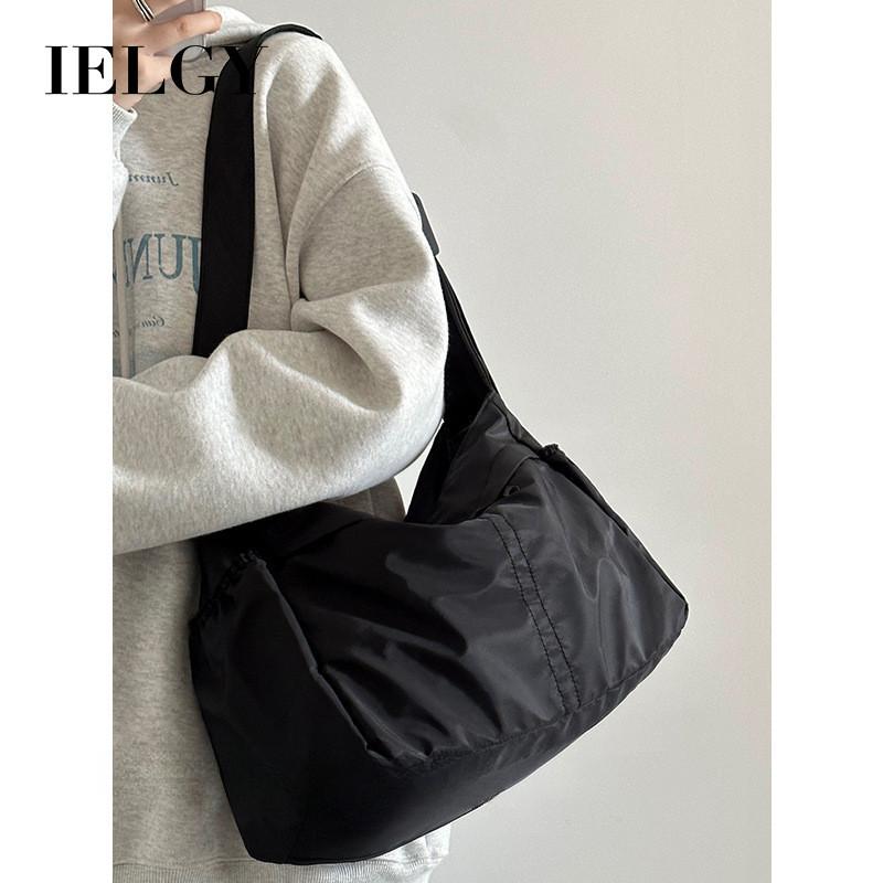 IELGY Waterproof Nylon Cloth Crossbody Dumpling Bag, Simple Sports Wind Large Capacity Casual Shoulder Tote Bag