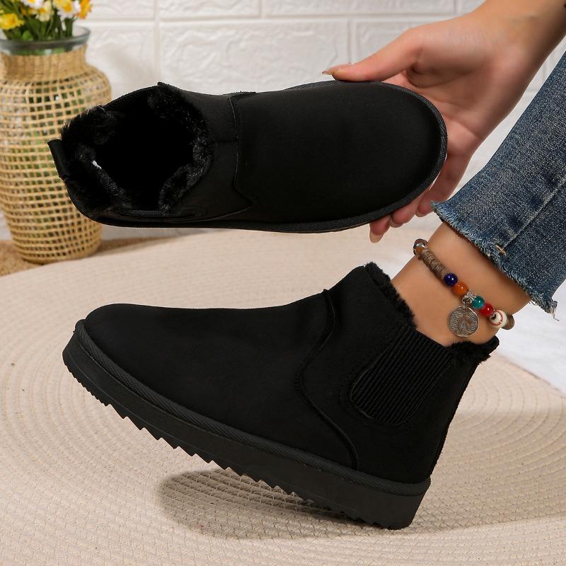 Мода 2024 Новые Зимние Женские Снежные Ботинки Плюшевые Теплые Нескользящие Водонепроницаемые Женские Балетки Повседневные Слипоны Женские Ботильоны Обувь для Женщин