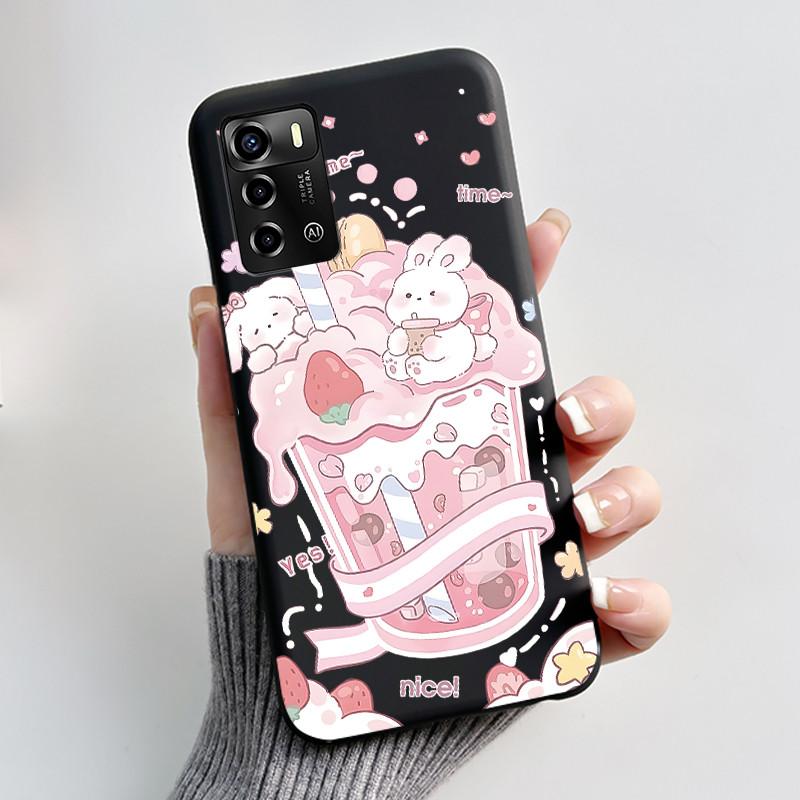 Чехол для смартфона ZTE Blade V40 Vita / V41, роскошный, милый, с кроликом, забавный, черный, корпус, мягкий силиконовый защитный чехол