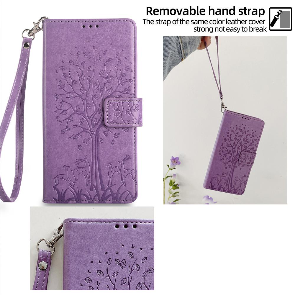 For Realme GT5 Pro 5G Case Deer Tree Imprinted PU Leather Flip Wallet Phone Cover