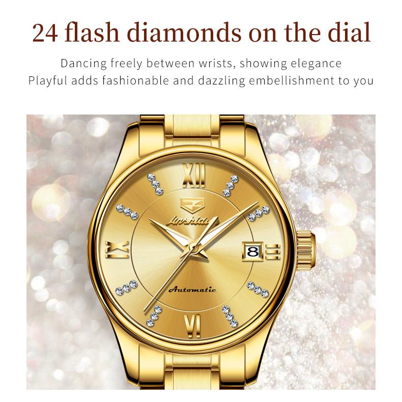 JINSHIDUN Новые женские часы для бизнеса и отдыха, элегантные, легкие, роскошные, повседневные, водонепроницаемые, с одним календарем, механические часы, элитные часы