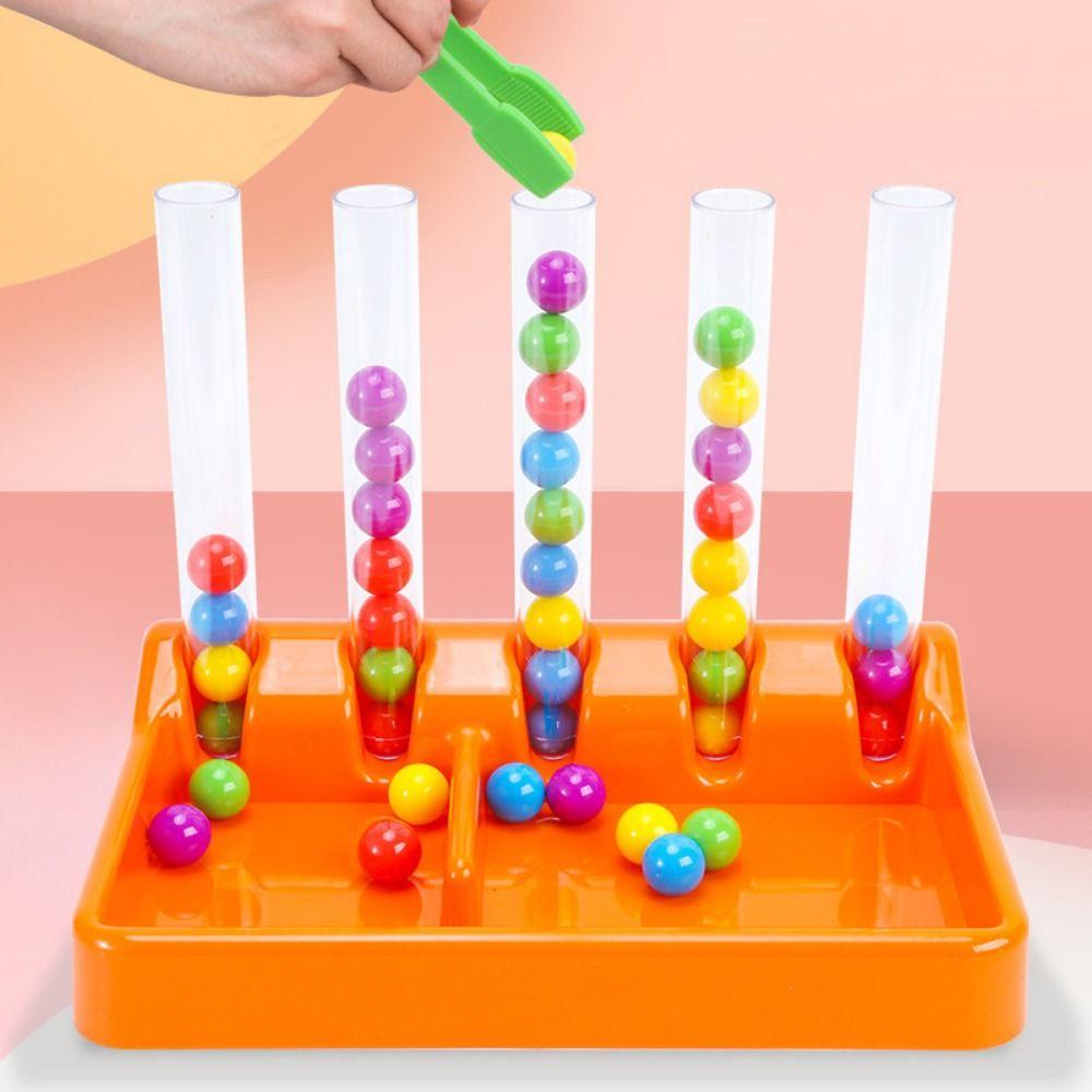 Sensory Rainbow Beads Clip Toy Educational Game Montessori Balls Matching Game  Fine Motor Training