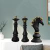 3 of Pack Resin Chess Pieces Sculpture Ornament Statue Office Tabletop Artwork
