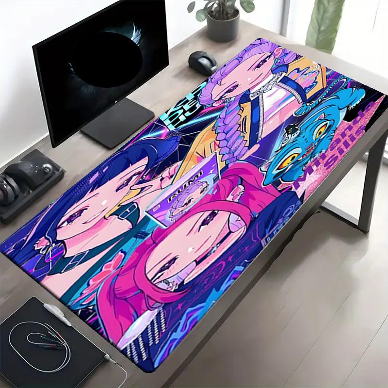 KPop Demon Hunters Print Mouse Pad, Anti‑Slip Desktop keyboard Mat, for PC Laptop Gaming Working Daily Use, Cool Festival Surprise Gift