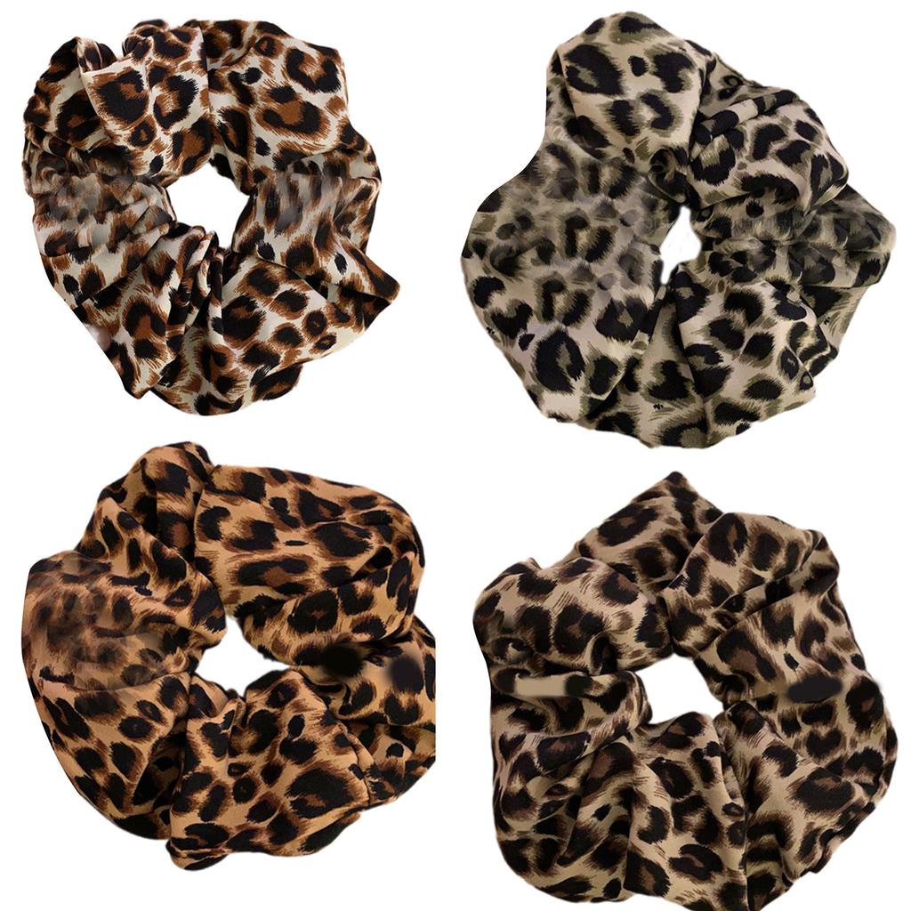Stylish Scrunchies Leopard Print Hair Ties Comfortable Elastic Bands Styling Hair Accessories for Women and Girls
