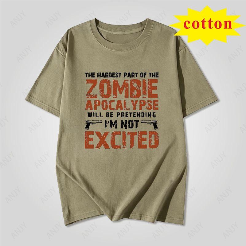 Dark Style Zombie Apocalypse Text Printed Tshirt Fun Dark Style Unisex Loose Short Sleeved Shirt